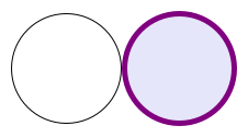 A circle with no style, and a circle with a purple stroke and lavender fill