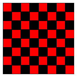 A picture of a red and black chessboard
